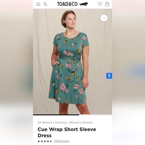 Toad and Co Cue Wrap Short Sleeve Dress, Silver Pine Floral Print, size XL